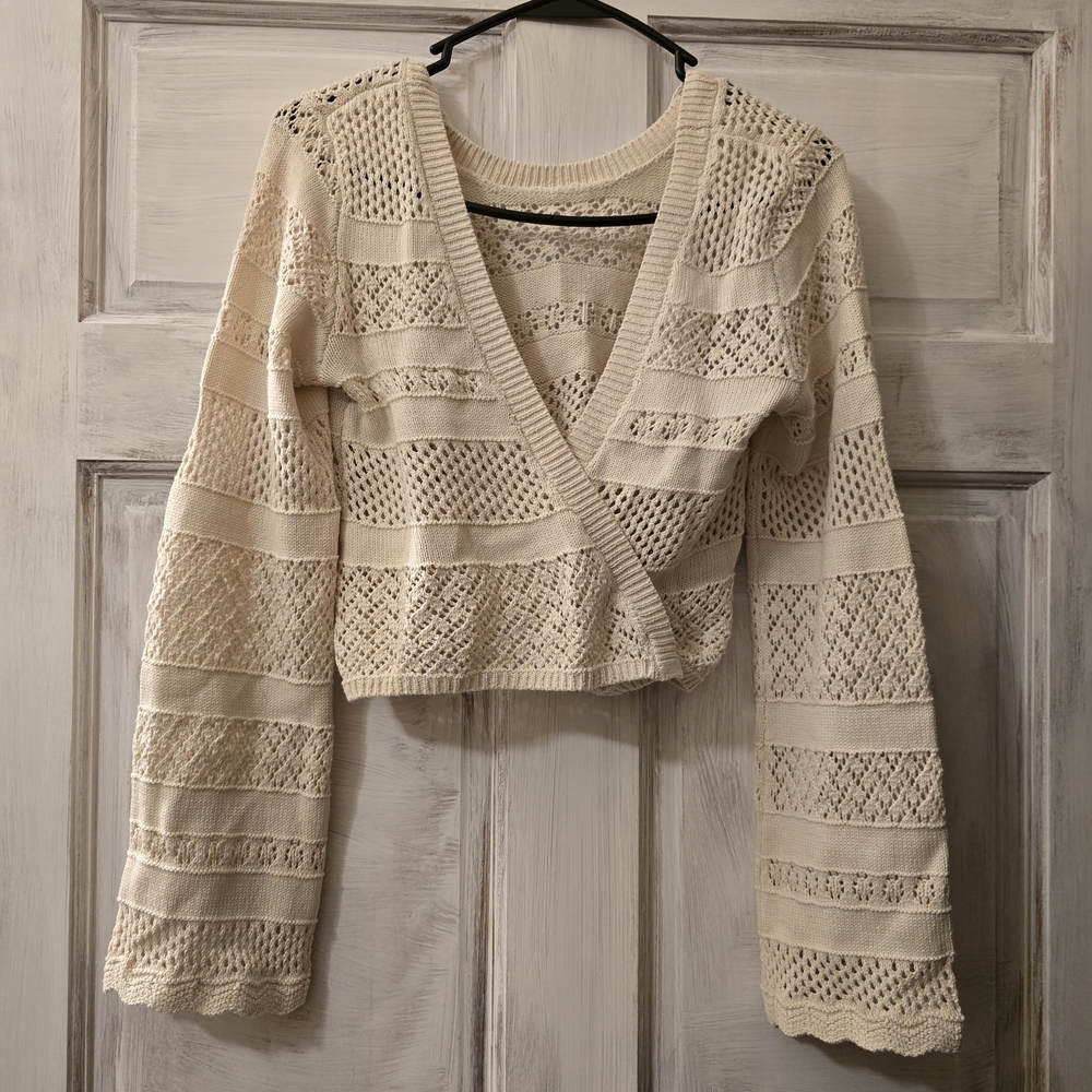 Aerie Cream Crochet Women's Cardigan